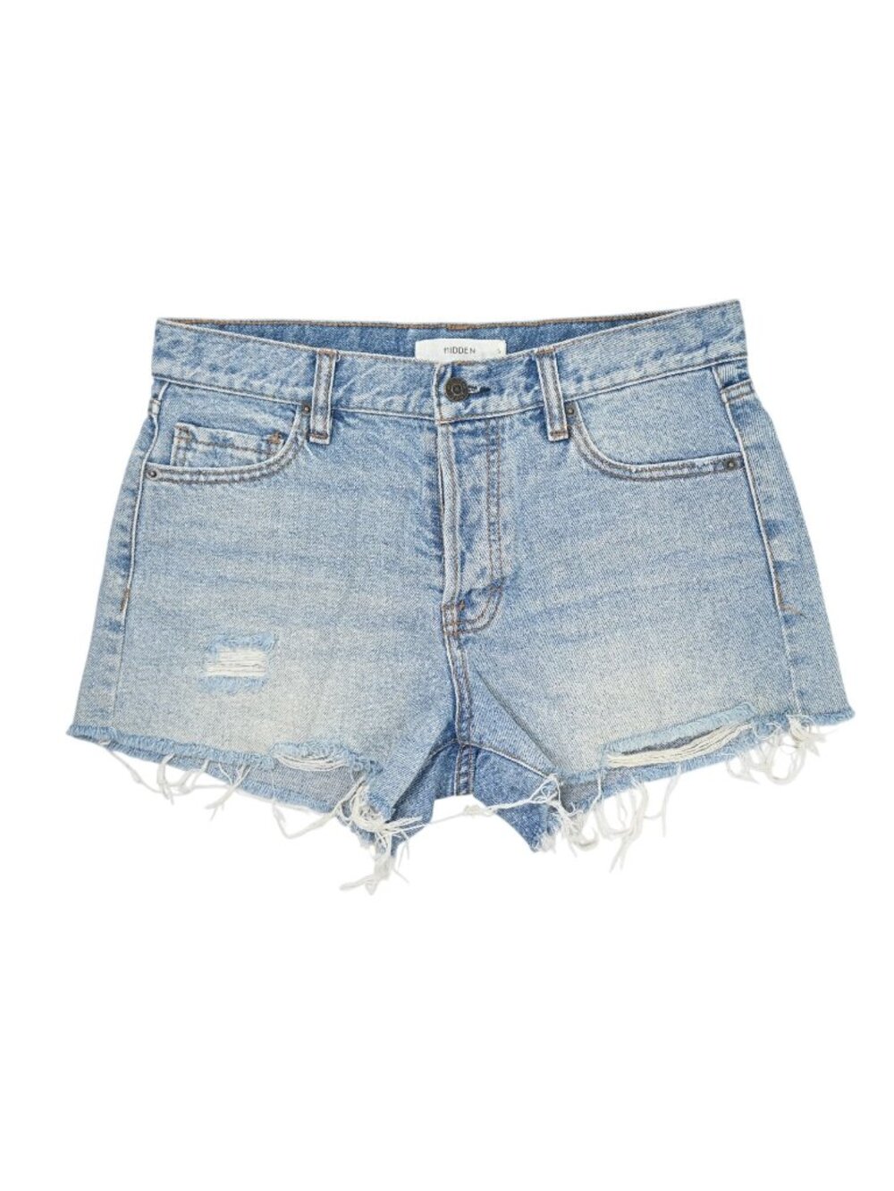 Hidden Distressed Jean Shorts in Blue